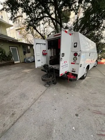 Magnet Plumbing service vehicle on-site for Sewer Line Repair in Claremont